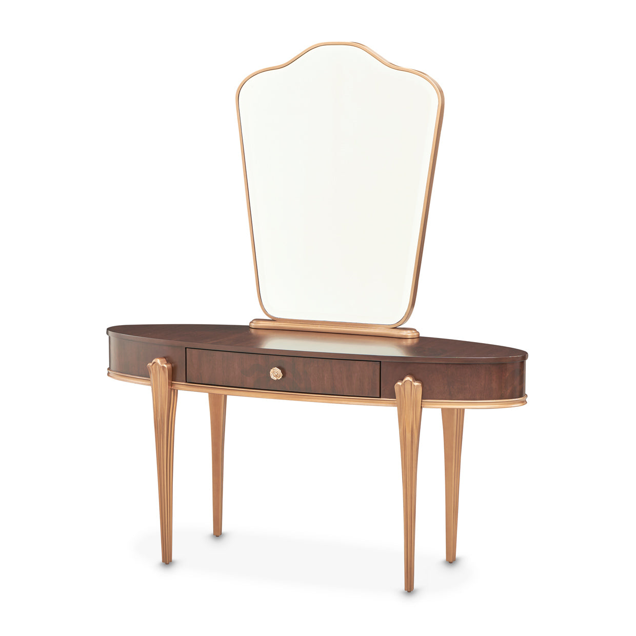 Camellia Field Warm Pecan Vanity with Mirror & Chair - Ornate Home