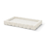 Camellia White Rectangular Marble Scalloped Tray