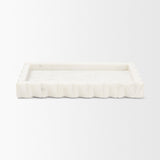 Camellia White Rectangular Marble Scalloped Tray