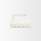 Camellia White Rectangular Marble Scalloped Tray