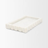 Camellia White Rectangular Marble Scalloped Tray