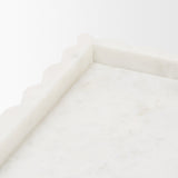 Camellia White Rectangular Marble Scalloped Tray