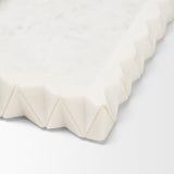 Camellia White Rectangular Marble Scalloped Tray