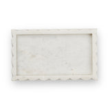 Camellia White Rectangular Marble Scalloped Tray