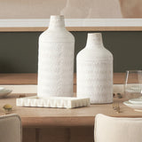 Camellia White Rectangular Marble Scalloped Tray
