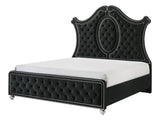 Cameo Black Queen Upholstered Panel Bed - Ornate Home