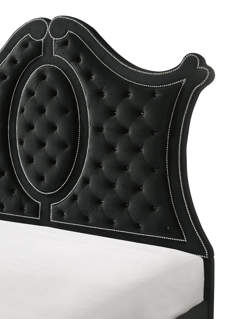 Cameo Black King Upholstered Panel Bed - Ornate Home