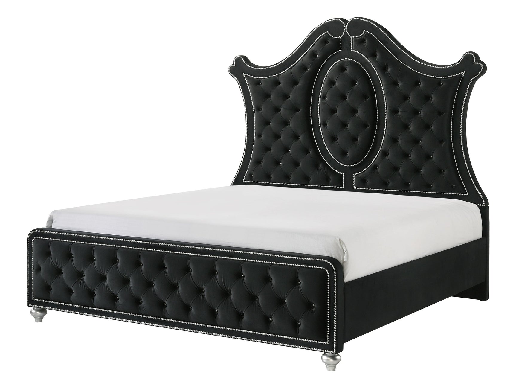Cameo Black Queen Upholstered Panel Bed - Ornate Home