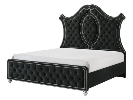 Cameo Black King Upholstered Panel Bed - Ornate Home