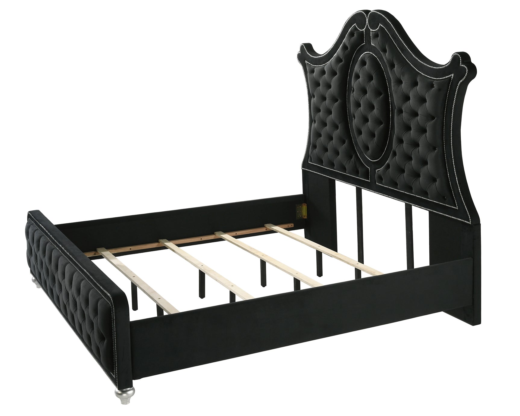 Cameo Black Queen Upholstered Panel Bed - Ornate Home