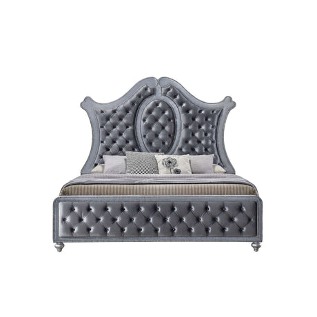 Cameo Gray Upholstered Panel Bed - Ornate Home