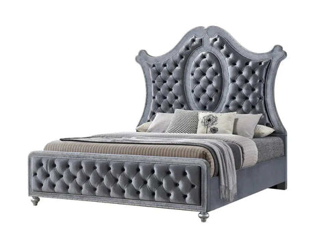 Cameo Gray Upholstered Panel Bed - Ornate Home