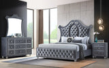 Cameo Gray Upholstered Panel Bed - Ornate Home