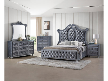 Cameo Gray Upholstered Panel Bedroom Set - Ornate Home