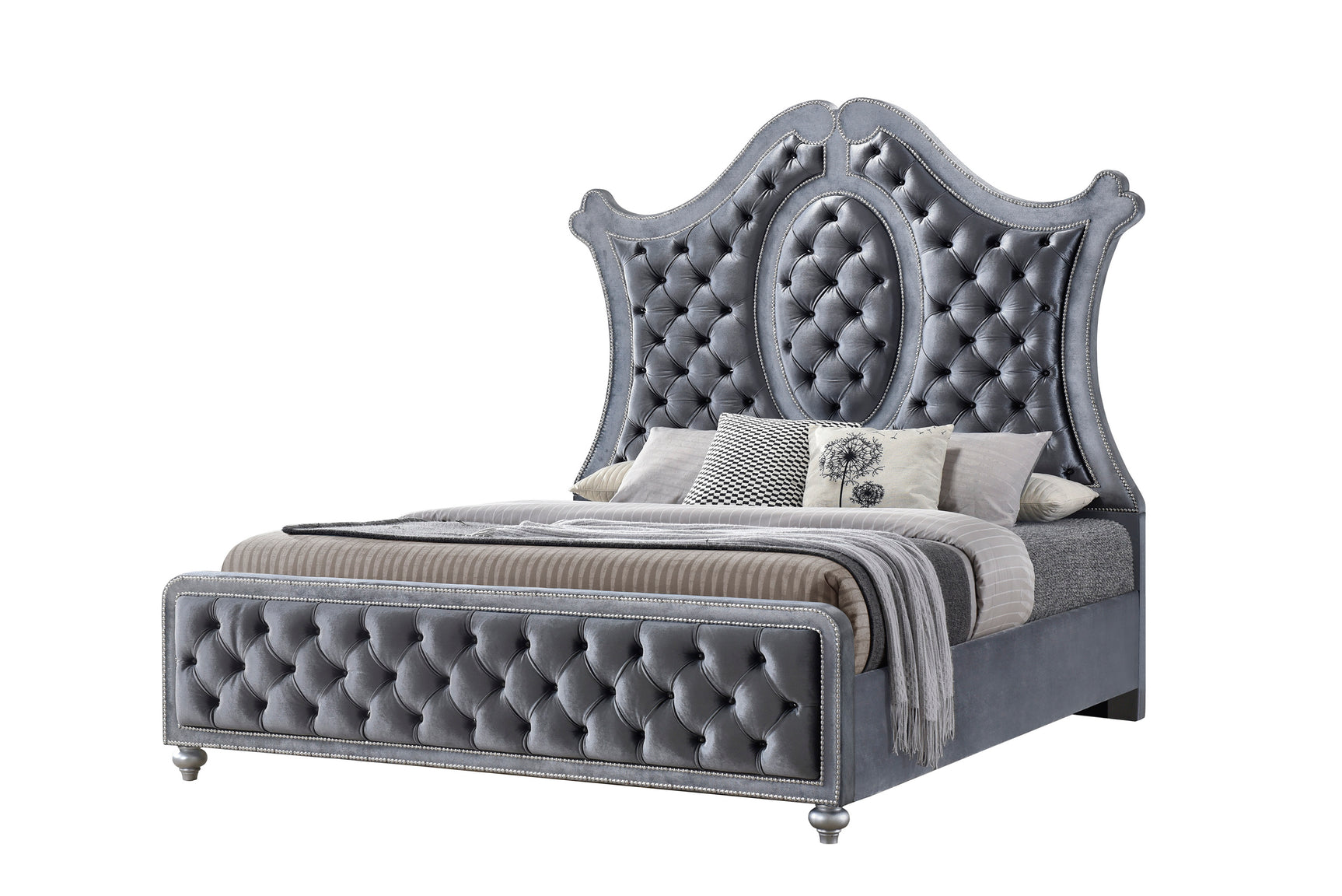Cameo Gray Upholstered Panel Bedroom Set - Ornate Home