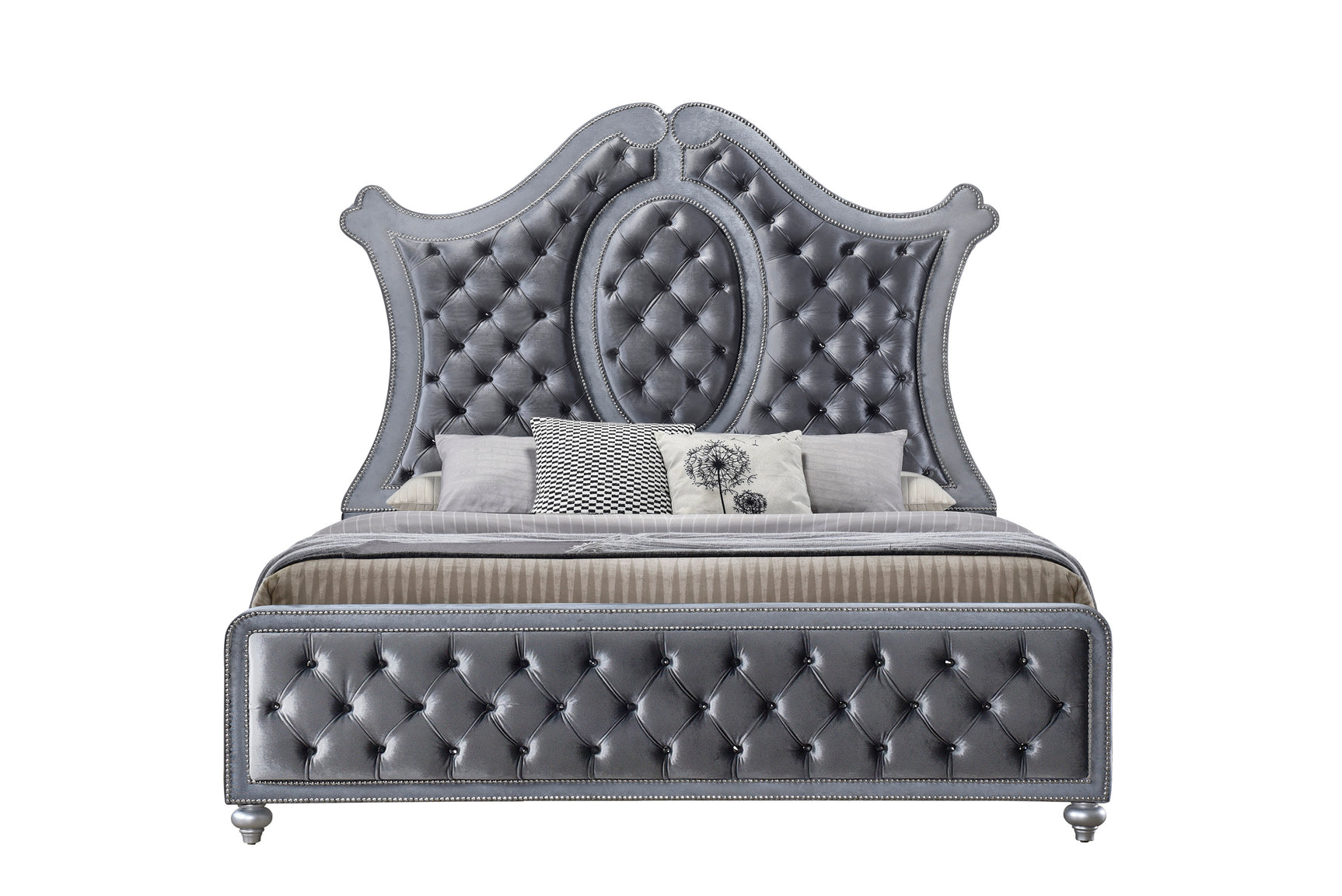 Cameo Gray Upholstered Panel Bedroom Set - Ornate Home