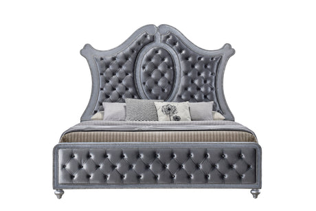 Cameo Gray Upholstered Panel Bedroom Set - Ornate Home
