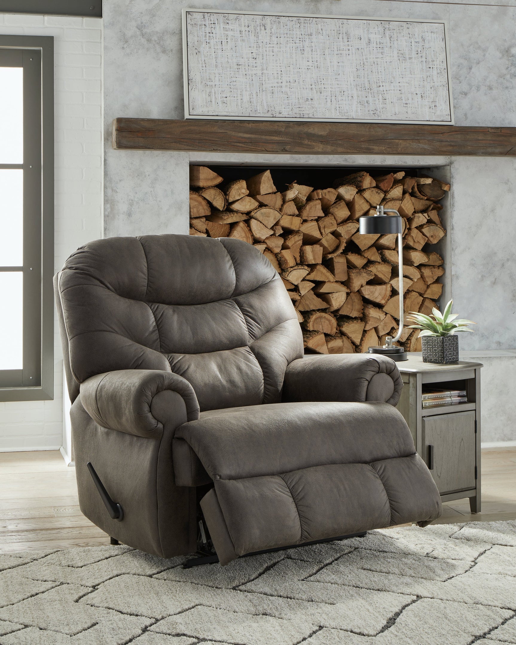 Camera Time Gunmetal Recliner (Online Special Price) - Ornate Home