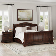 Cameron 3-Piece Cherry King Sleigh Bedroom Set with 2 Nightstands - Ornate Home