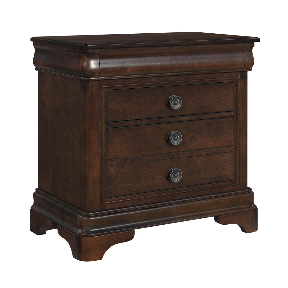 Cameron 3-Piece Cherry Queen Sleigh Bedroom Set with 2 Nightstands