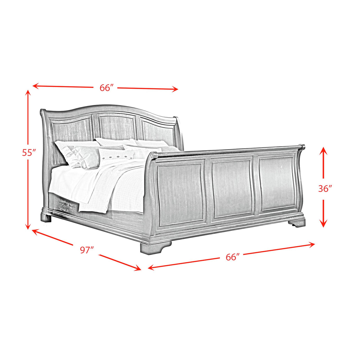 Cameron 4-Piece Cherry Queen Sleigh Bedroom Set - Ornate Home
