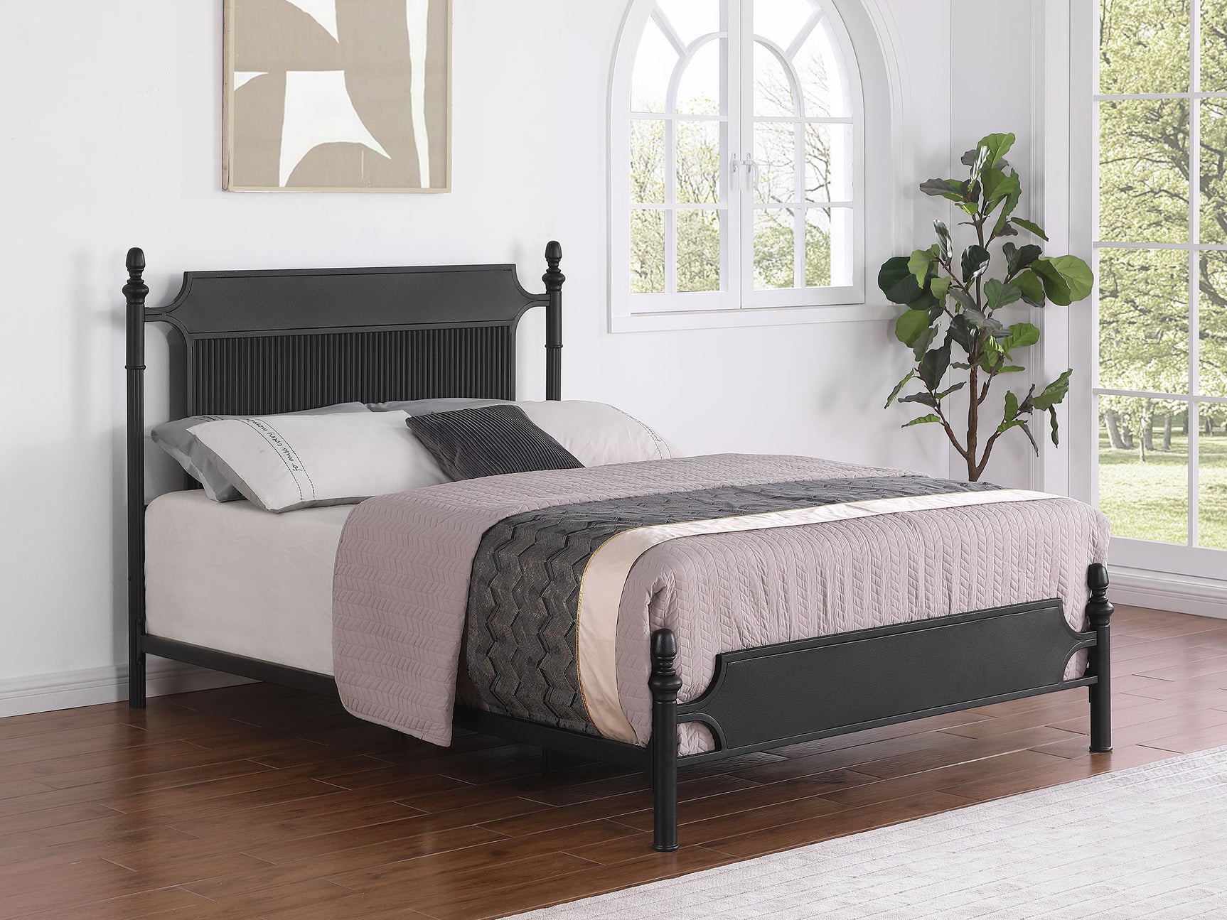 Cameron Black Queen Panel Bed - Ornate Home