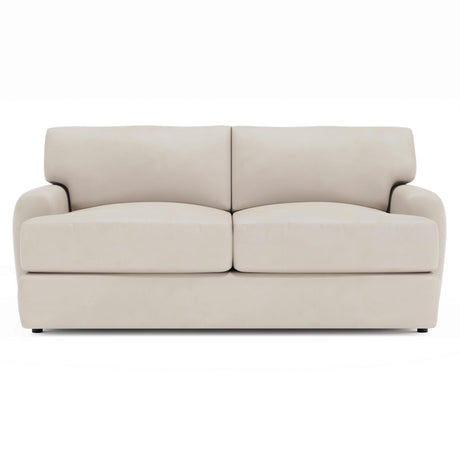 Cameron White/Cream Leather Loveseat - Ornate Home