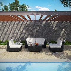 Camfora Espresso/White 5 Piece Outdoor Patio Sectional Set - Ornate Home