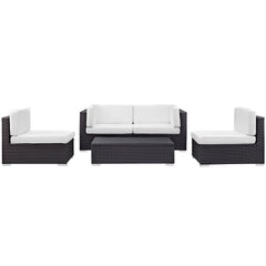 Camfora Espresso/White 5 Piece Outdoor Patio Sectional Set - Ornate Home