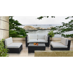 Camfora Espresso/White 5 Piece Outdoor Patio Sectional Set - Ornate Home