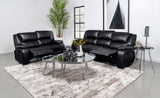 Camila Black 2-piece Upholstered Motion Reclining Sofa Set - Ornate Home