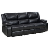 Camila Black 2-piece Upholstered Motion Reclining Sofa Set - Ornate Home
