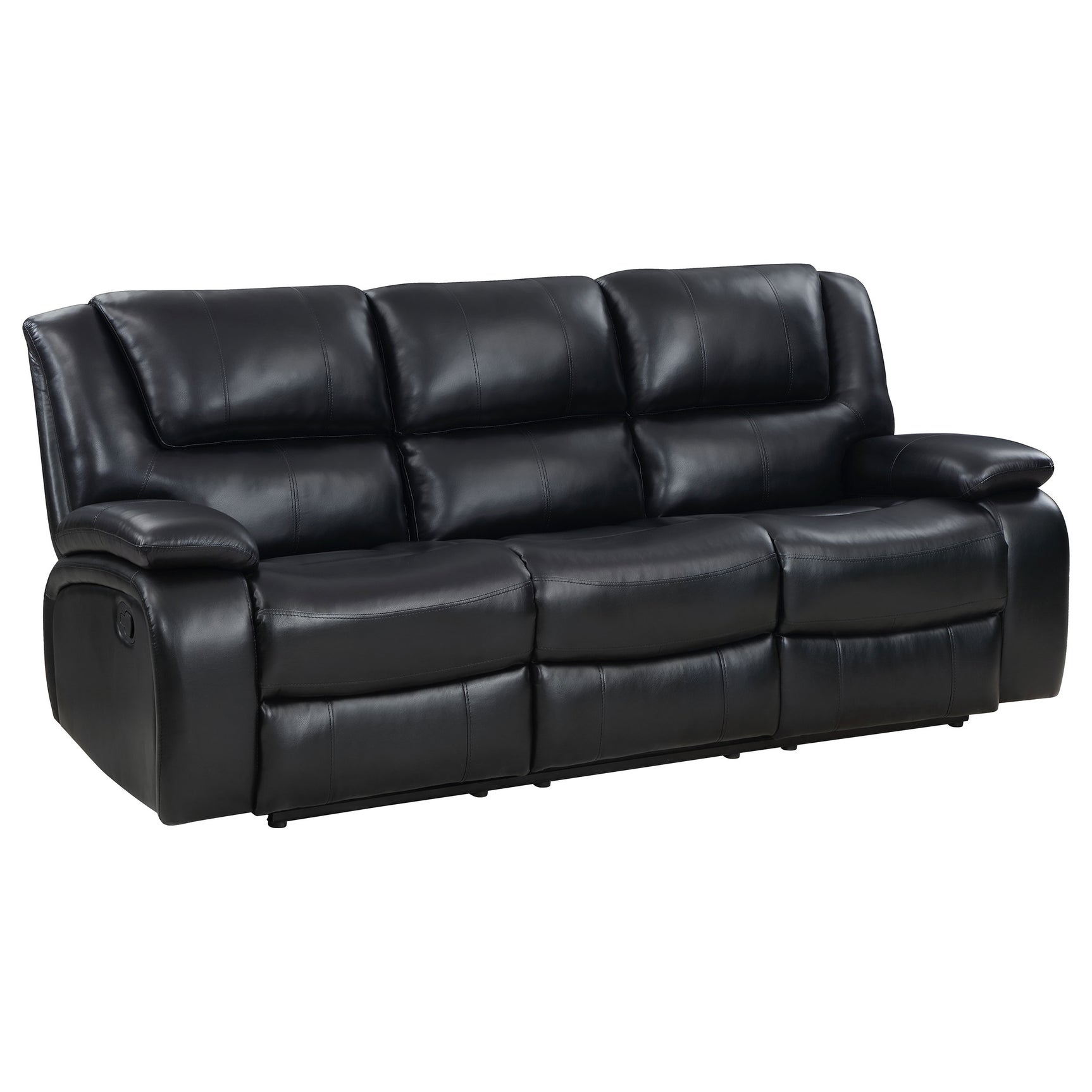 Camila Black 2-piece Upholstered Motion Reclining Sofa Set - Ornate Home