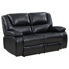Camila Black 2-piece Upholstered Motion Reclining Sofa Set - Ornate Home
