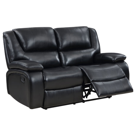 Camila Black 2-piece Upholstered Motion Reclining Sofa Set - Ornate Home