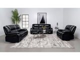 Camila Black 3-piece Upholstered Motion Reclining Sofa Set - Ornate Home