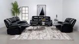 Camila Black 3-piece Upholstered Motion Reclining Sofa Set - Ornate Home