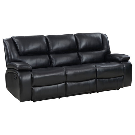 Camila Black 3-piece Upholstered Motion Reclining Sofa Set - Ornate Home