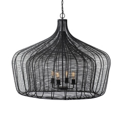 Camila Black Metal Mesh-Style Four Bulb Chandelier - Ornate Home