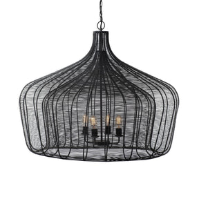 Camila Black Metal Mesh-Style Four Bulb Chandelier - Ornate Home
