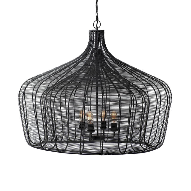 Camila Black Metal Mesh-Style Four Bulb Chandelier - Ornate Home