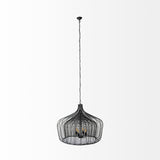 Camila Black Metal Mesh-Style Four Bulb Chandelier - Ornate Home