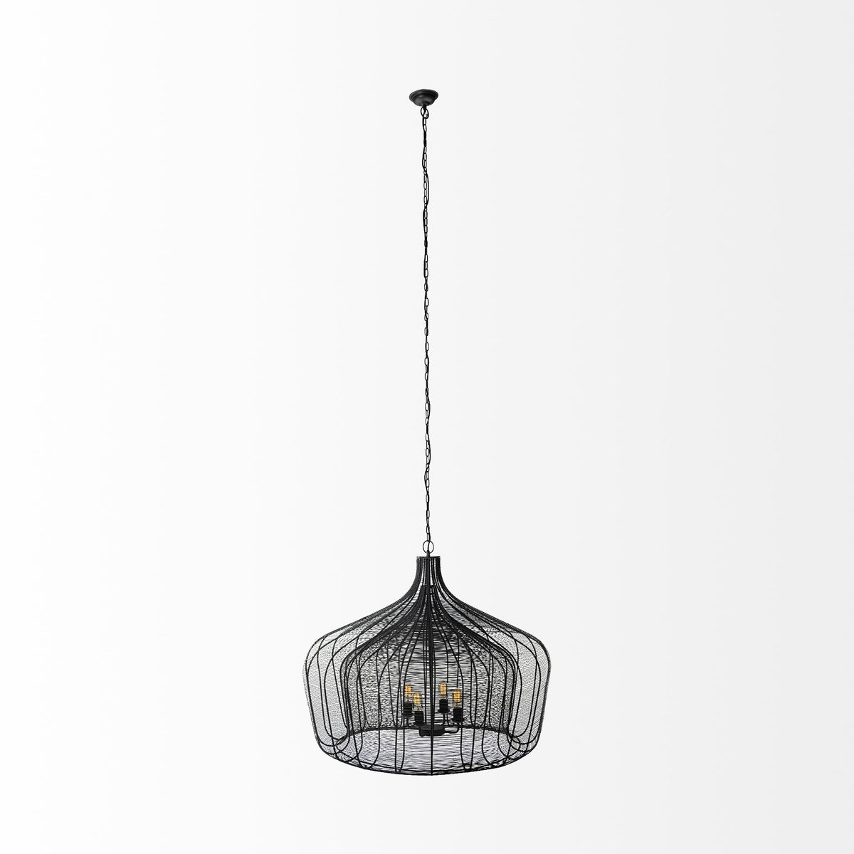 Camila Black Metal Mesh-Style Four Bulb Chandelier - Ornate Home