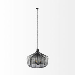 Camila Black Metal Mesh-Style Four Bulb Chandelier - Ornate Home