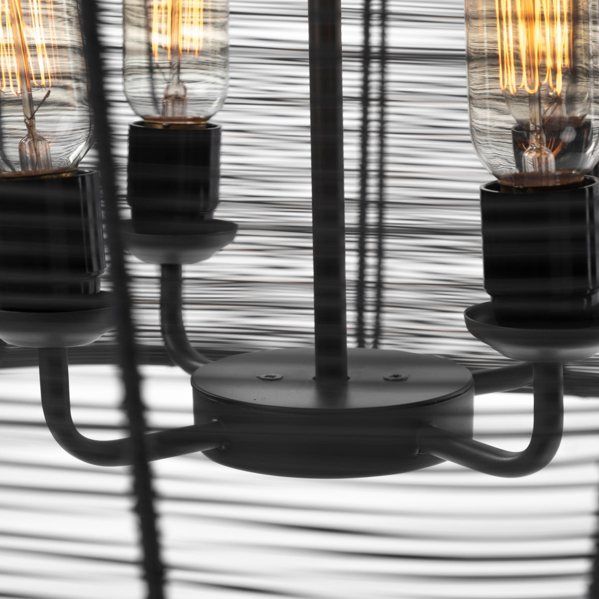 Camila Black Metal Mesh-Style Four Bulb Chandelier - Ornate Home