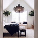 Camila Black Metal Mesh-Style Four Bulb Chandelier - Ornate Home