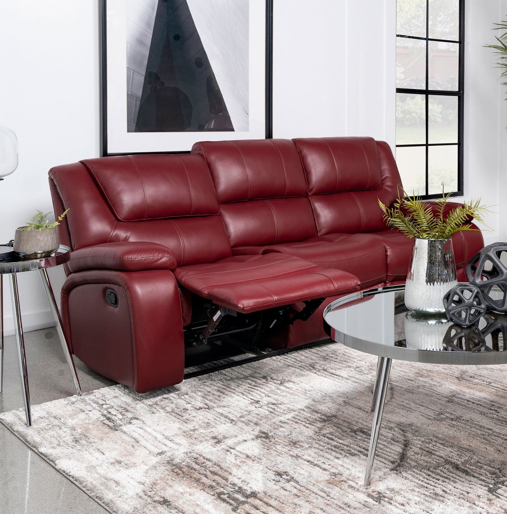 Camila Red Reclining Sofa - Ornate Home