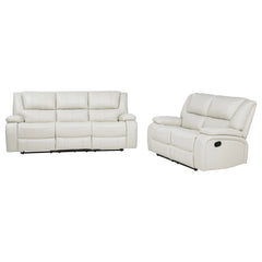 Camila White 2-Piece Upholstered Reclining Sofa Set - Ornate Home