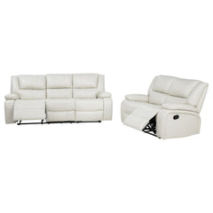Camila White 2-Piece Upholstered Reclining Sofa Set - Ornate Home