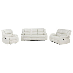Camila White 3-Piece Upholstered Reclining Sofa Set - Ornate Home